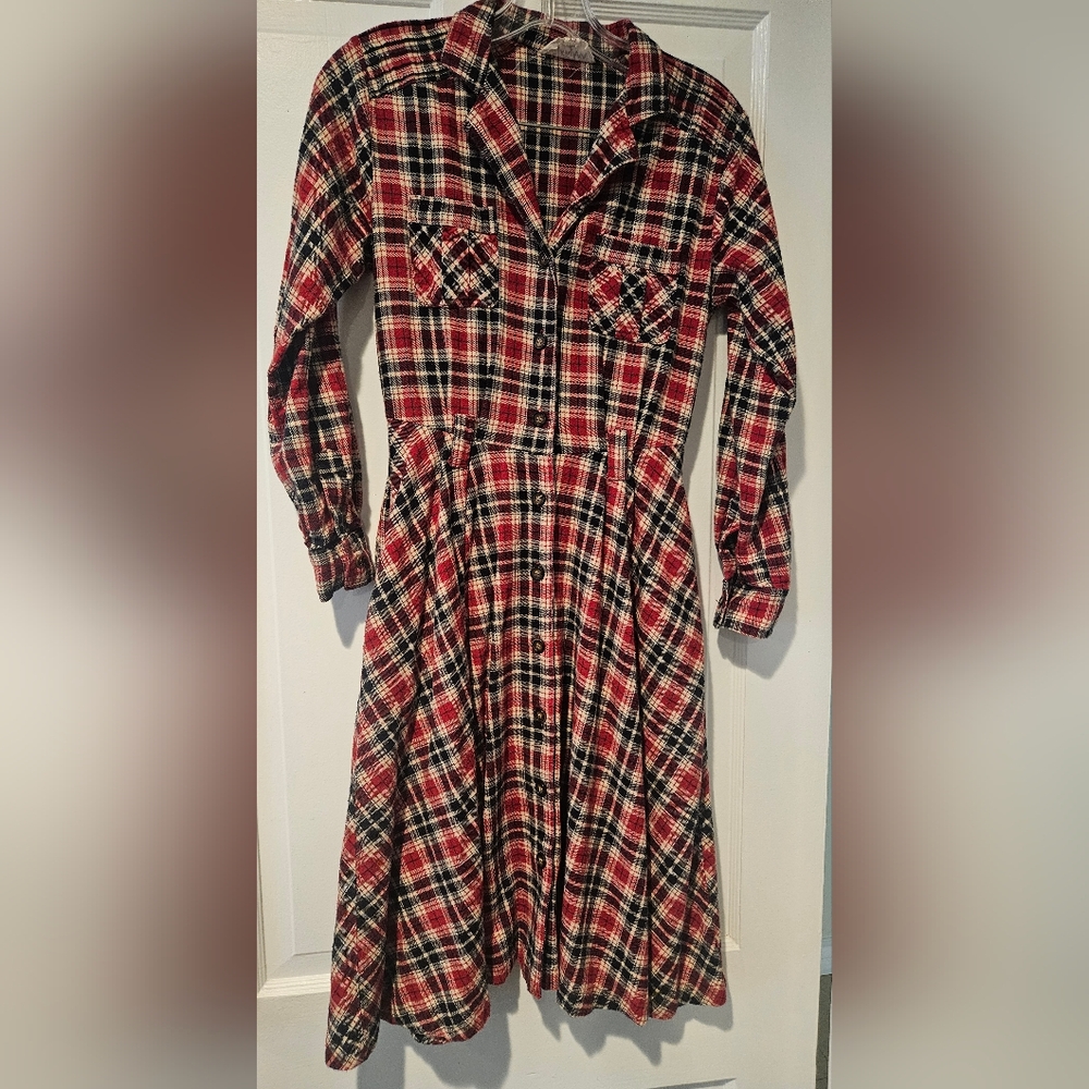 Tatyana Red and Black Plaid Long Sleeve Dress - Picture 2 of 7